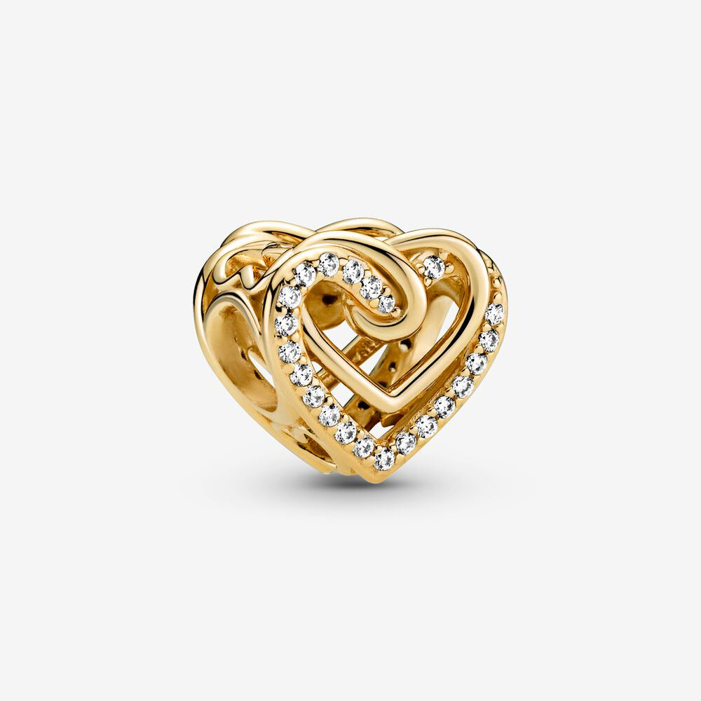 【Moments】PAN Sparkling Entwined Hearts Charm 925 Silver ROSE Gold heart 799270C01 769270C01