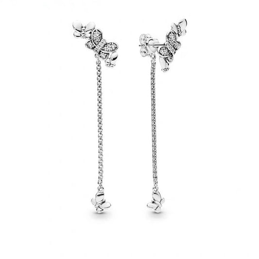 PAN BEDAZZLING BUTTERFLIES HANGING EARRINGS 925 silver 297964CZ