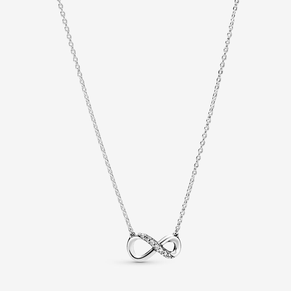 Pan Sparkling Infinity Collier Necklace 925 silver circle diamond Necklace