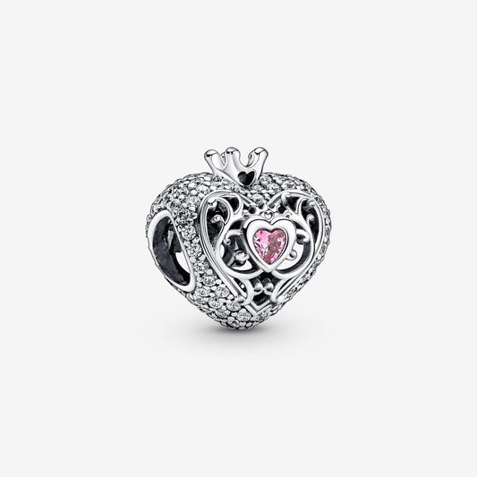 【Moments】PAN Regal Crown & Heart Charm 925 silver 790763C01 Hollow pink stone Crown Heart