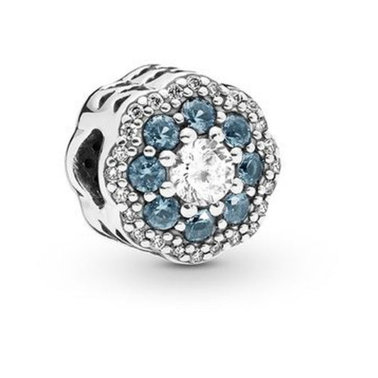 【Moments】Blue Sparkle Flower Charm 925 silver 797851NMB