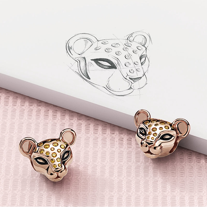 【Moments】PAN ROSE LIONESS CHARM 925 Silver Rose gold Leopard Animal