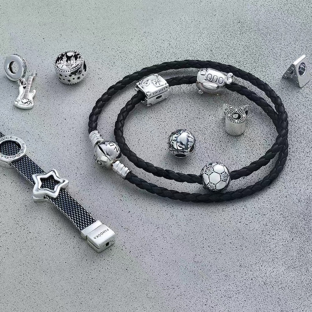 【Moments】PAN Moments Star Wars™ Clasp Double Black Leather Bracelet 925 silver 540031C00-D