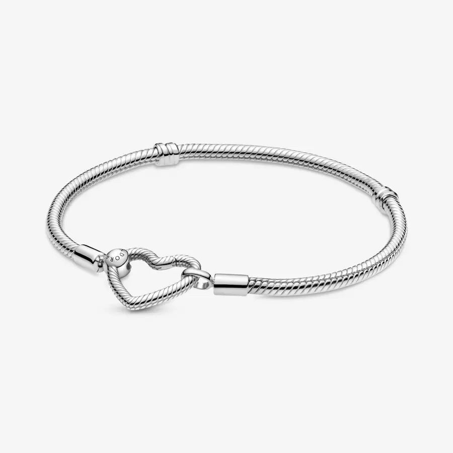 【MOMENTS】PAN Moments Heart Closure Snake Chain Bracelet 925 silver Rose Gold