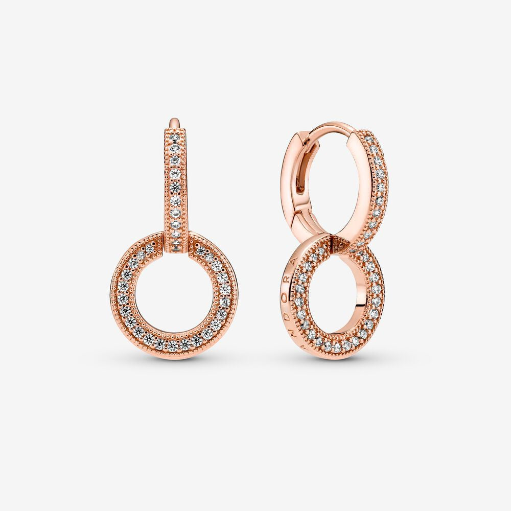 PAN Sparkling Double Hoop Earrings hoop pendant 299052C01 rose gold 289052C01 925 silver diamond