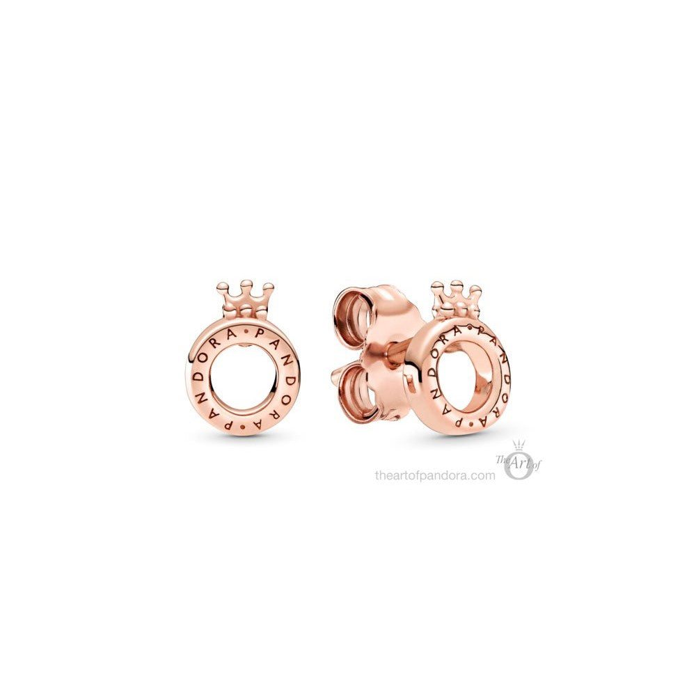 Pan Polished Crown O Stud Earrings 925 silver for women  298295 289034C00 rose gold