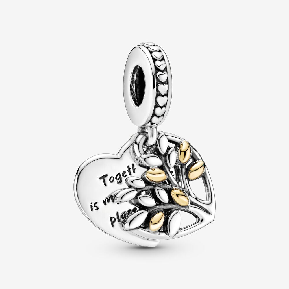 【Moments】Pan People Two-Tone Family Tree Heart Dangle Charm 799161C00 925 Silver