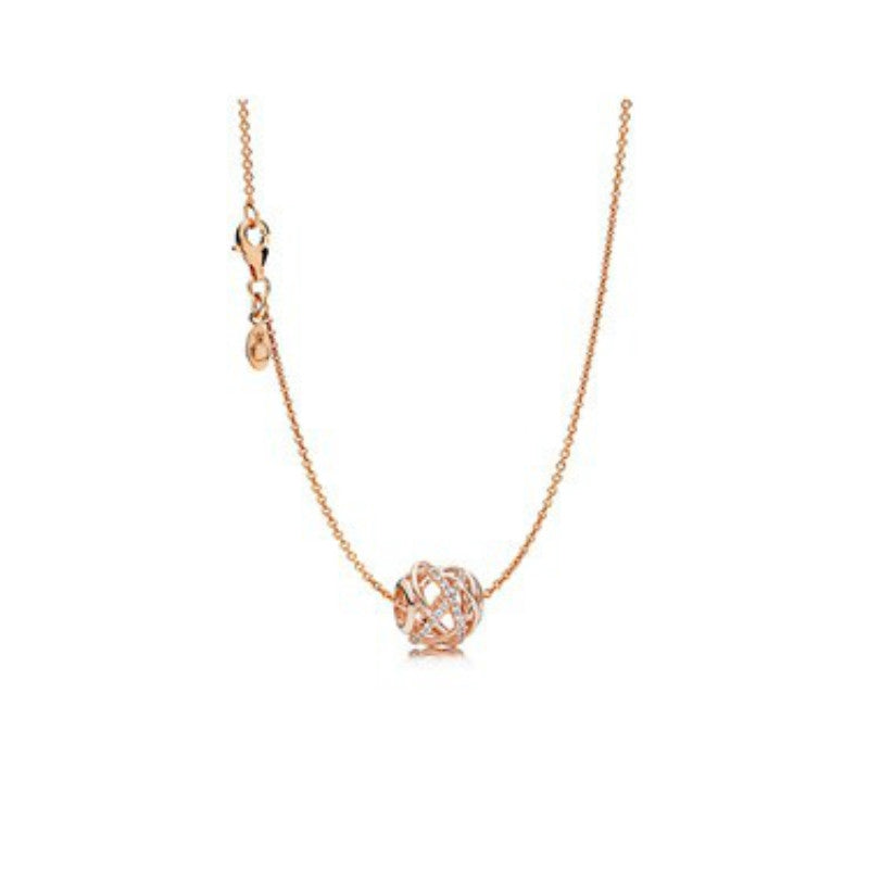 【Moments】Pan ROSE SPARKLING GALAXY NECKLACE 925 silver rose gold 781388CZ