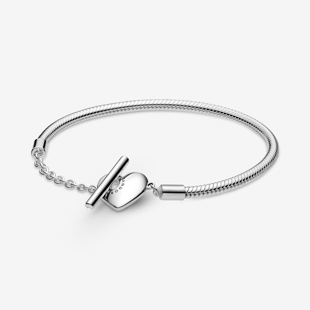 【Moments】PAN Moments Heart T-Bar Snake Chain Bracelet 925 silver 599285C00