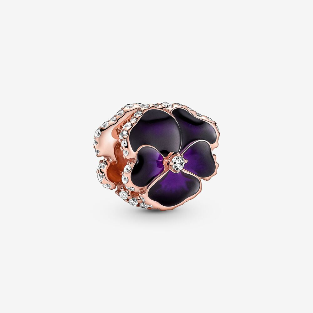 【Moments】PAN Deep Purple Pansy Flower Charm 780777C01 Rose gold 925 silver pink blue 790777C01 790777C02