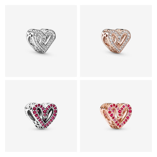 【Moments】PAN Sparkling Freehand Heart Charm 925 Silver ROSE Gold for women 798692C01 798692C02 788692C01  788692C02