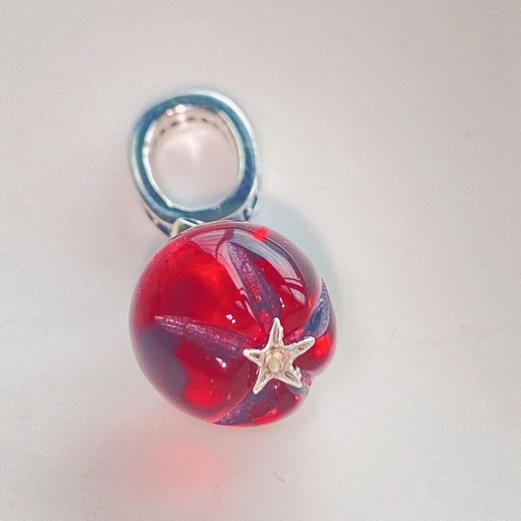 【Moments】Pan Murano Glass Red Apple Dangle Charm 799534C01 925 silver crystal red apple pendant