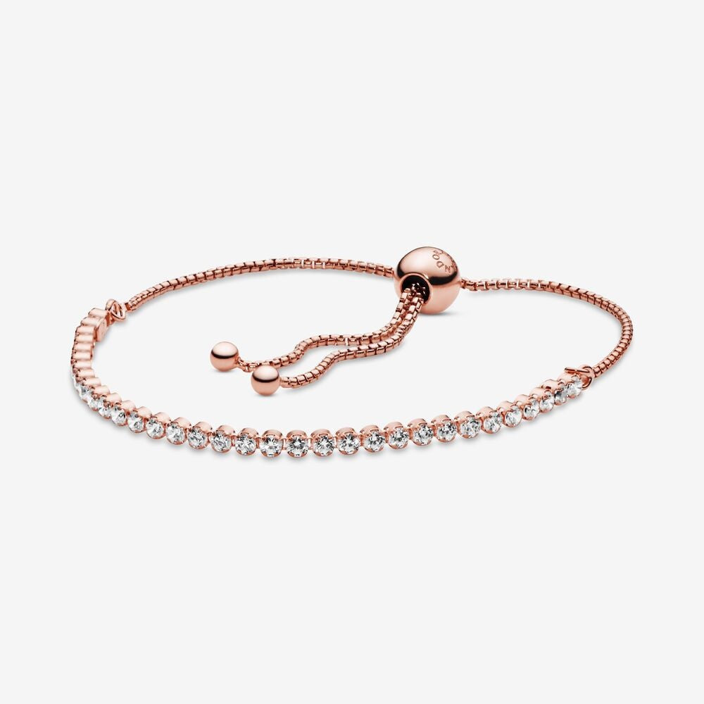 PAN SPARKLING STRAND BRACELET 925 silver women Zirconia pink rose gold Rainbow