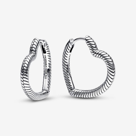 【Moments】Pan Moments Heart Charm Hoop Earrings 925 silver DIY earrings 292236C00