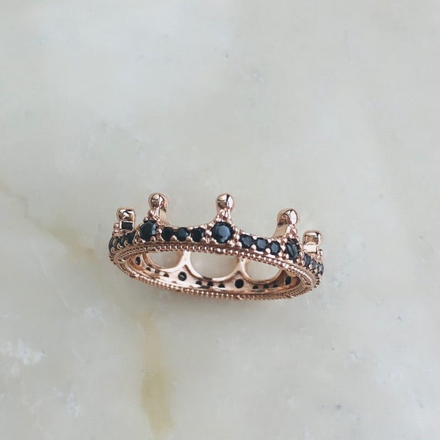 PAN BLACK ENCHANTED CROWN RING 925 silver rose gold 197087NCKMX