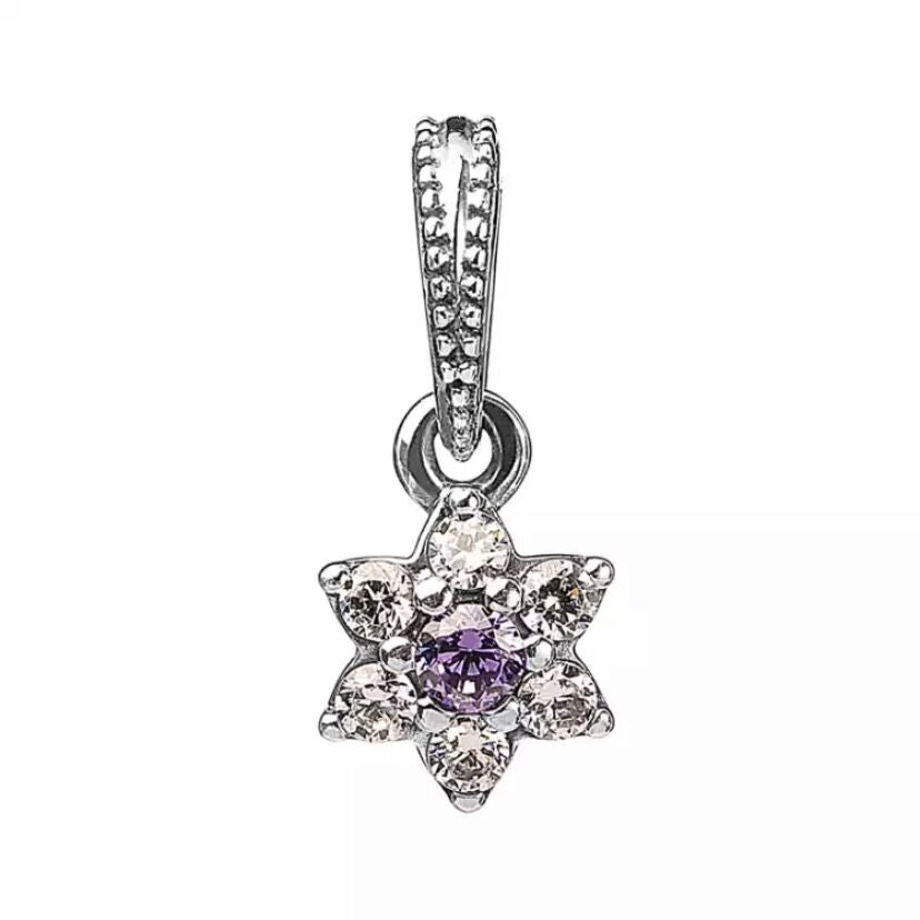 Pan Purple remember me Charm 925 Silver for women forget me pendant 791833ACZ