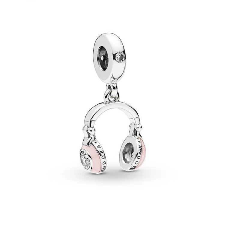 【Moments】Pink Headphones charm 925 silver pendant for pan 797902EN160