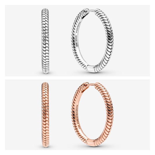 【Moments】 Charm Hoop Earrings 925 silver rose gold for women men 299532C00 289532C00