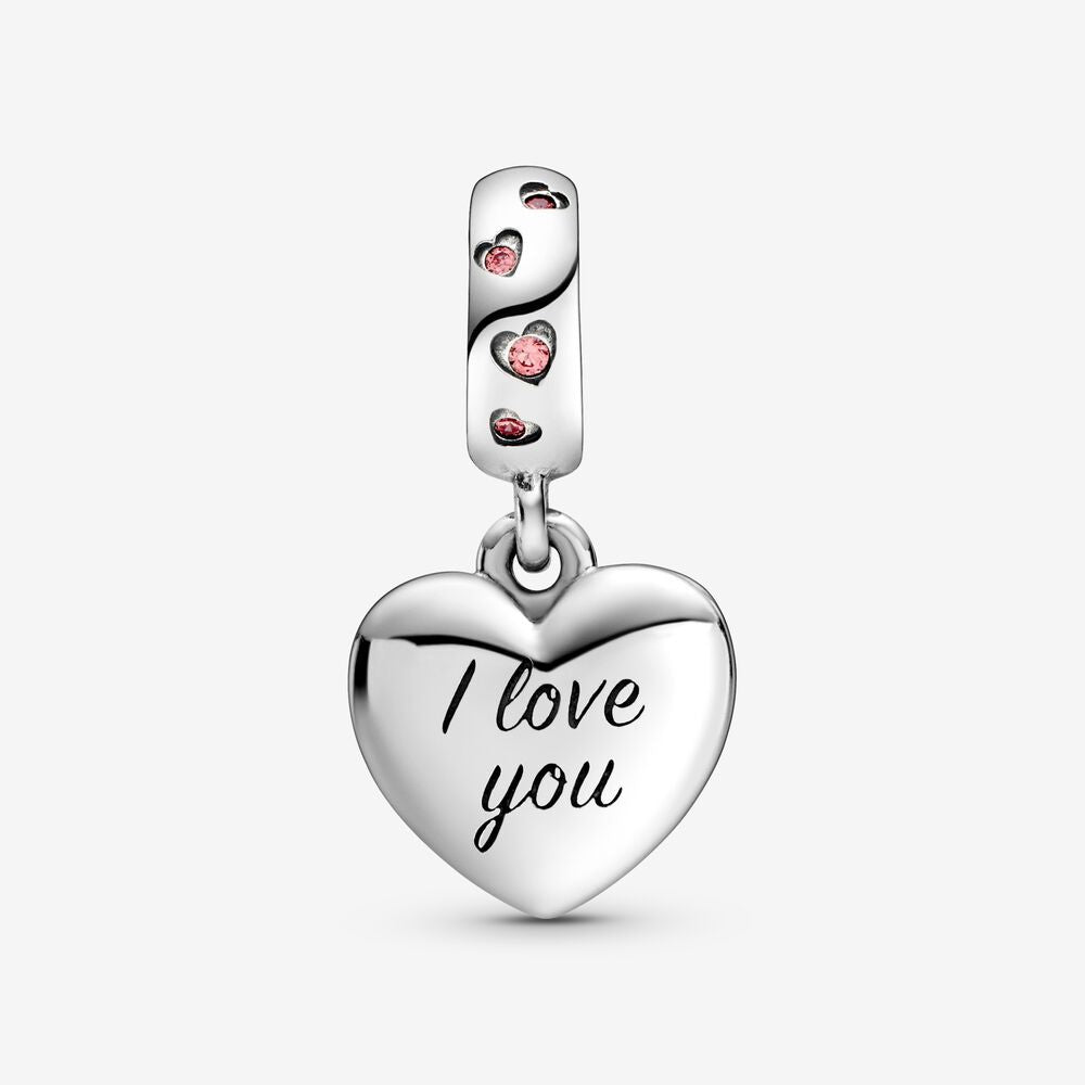 【Moments】PAN Mom Script Heart Dangle Charm 79887C01 925 silver pink pendant charm