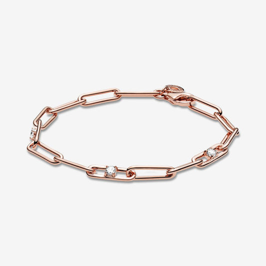 【Moments】Link Chain & Stones Bracelet 589177C01 rose gold With stone Simple atmosphere