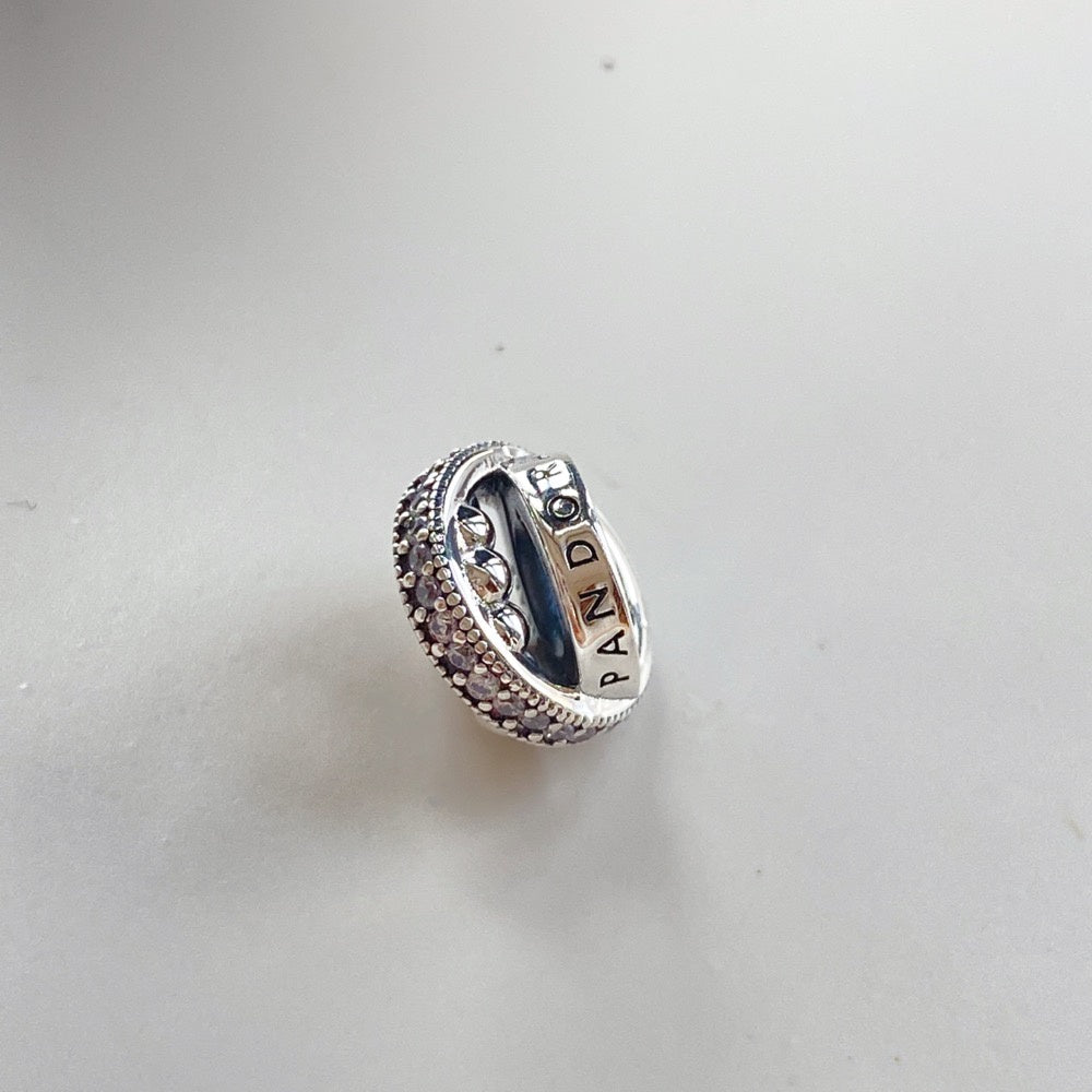 【Moments】PAN Signature Logo Pavé & Beads Charm 792317C01 Sterling silver 925 silver