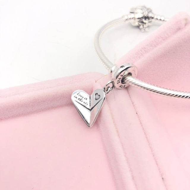 【Moments】PAN Heart Paper Plane Hanging Charm pendant 925 silver for pan 797876CZ