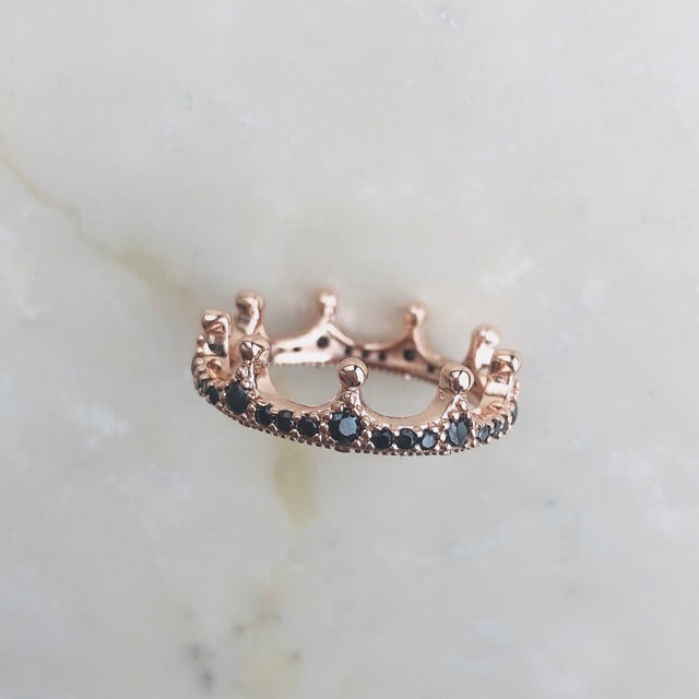 PAN BLACK ENCHANTED CROWN RING 925 silver rose gold 197087NCKMX