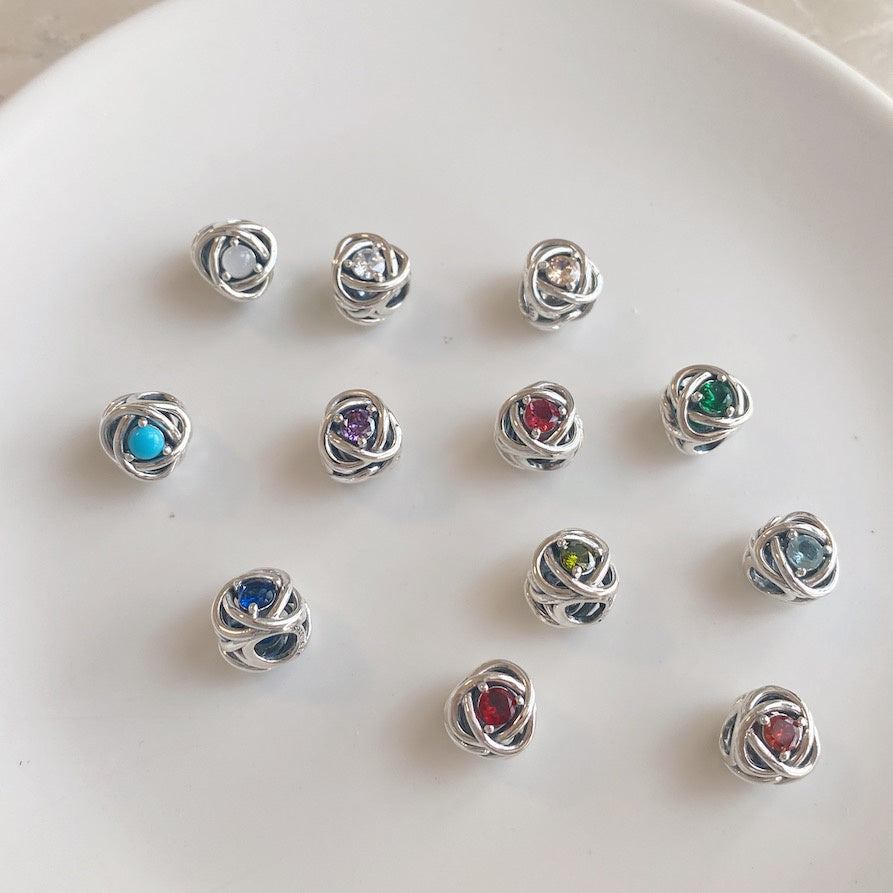 PAN【Moments】True Red Eternity Circle Charm 925 Silver Pink red blue Green Lucky birthday Birthstones 790065C02 790065C01