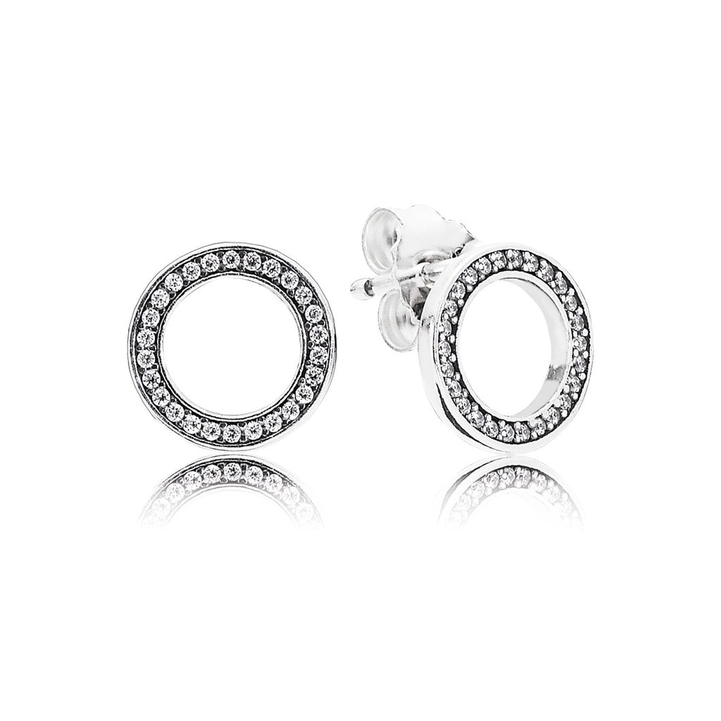 Pan Sparkling Circle Stud Earrings Forever Stud Earrings diamond silver women earring 925 silver