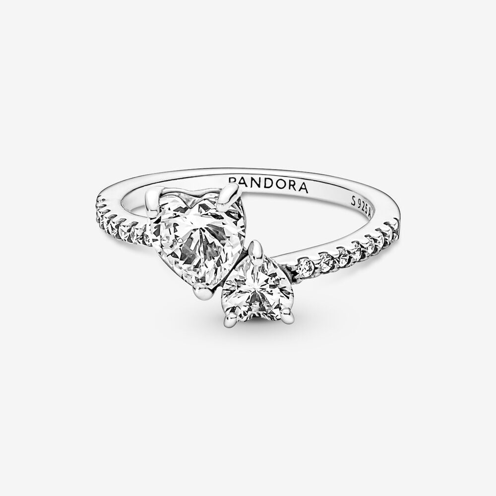 PAN Double Heart Sparkling Ring 191198C01 Simple 925 silver women diamond 2022