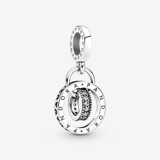 【Moments】Pandora Logo Circles Dangle Charm 799490C01 Clear 925 silver pendant 2021