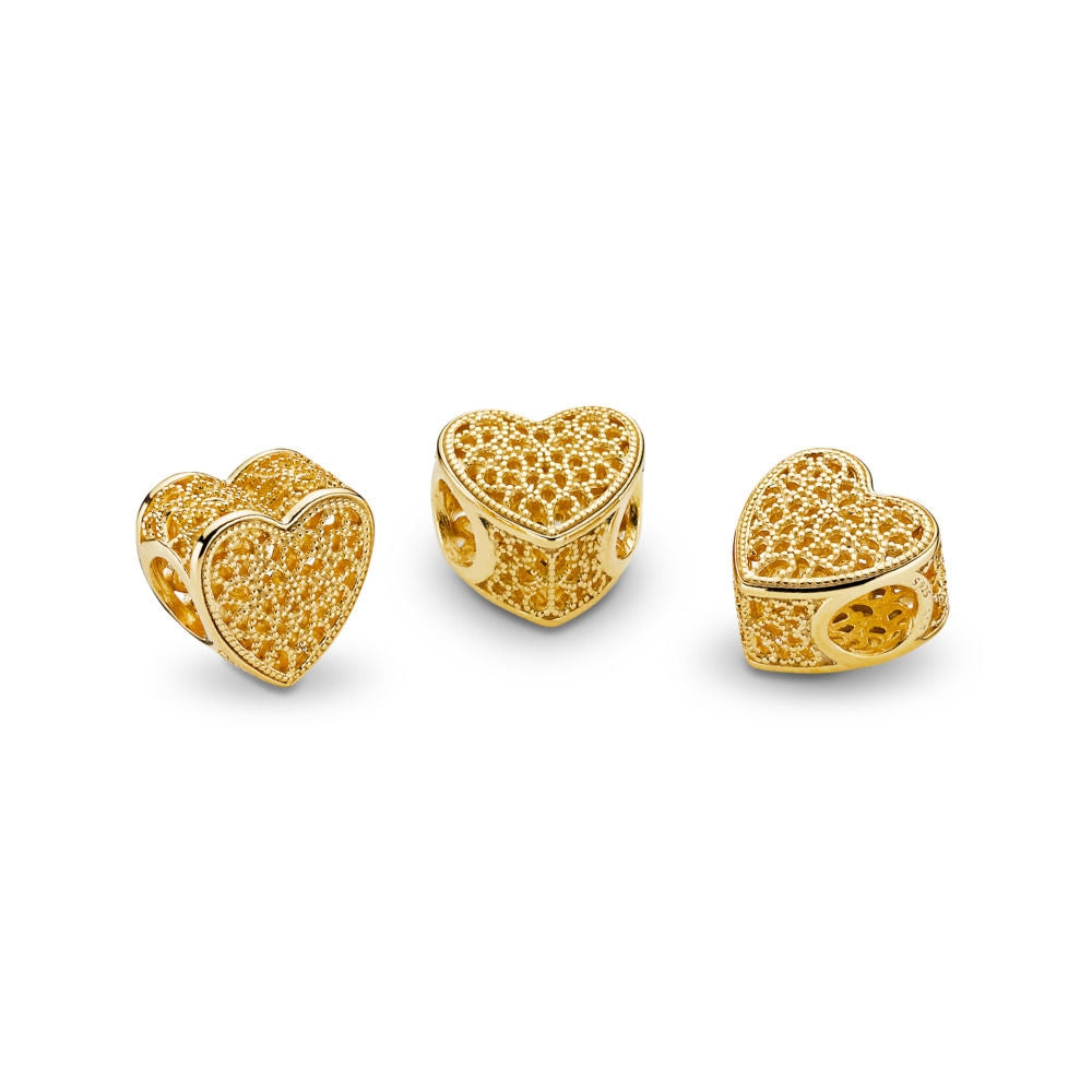 【Moments】PAN FILLED WITH ROMANCE OPENWORK HEART CHARM 925 Silver rose gold for women