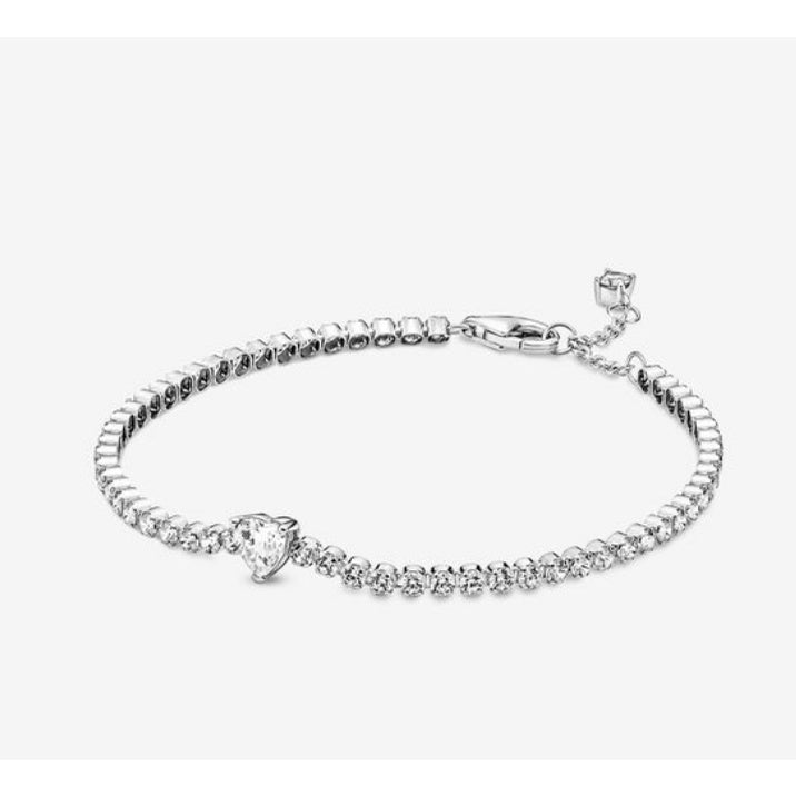 Pan Sparkling Heart Tennis Bracelet 580041C01 590041C01 925 silver women Zirconia pink rose gold