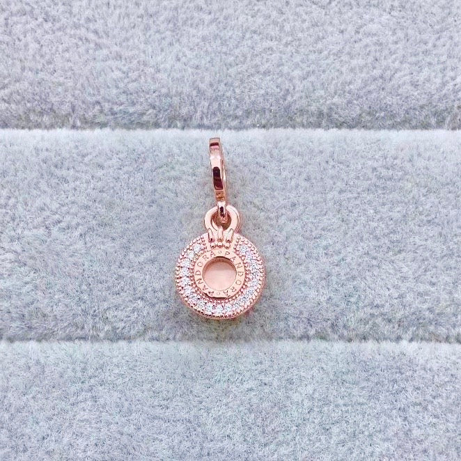 【Moments】Pan Rose Signature Sparkling Pave O Dangle Charm 789055C01 rose gold bracelet charm pendant