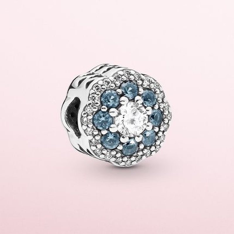 【Moments】Blue Sparkle Flower Charm 925 silver 797851NMB