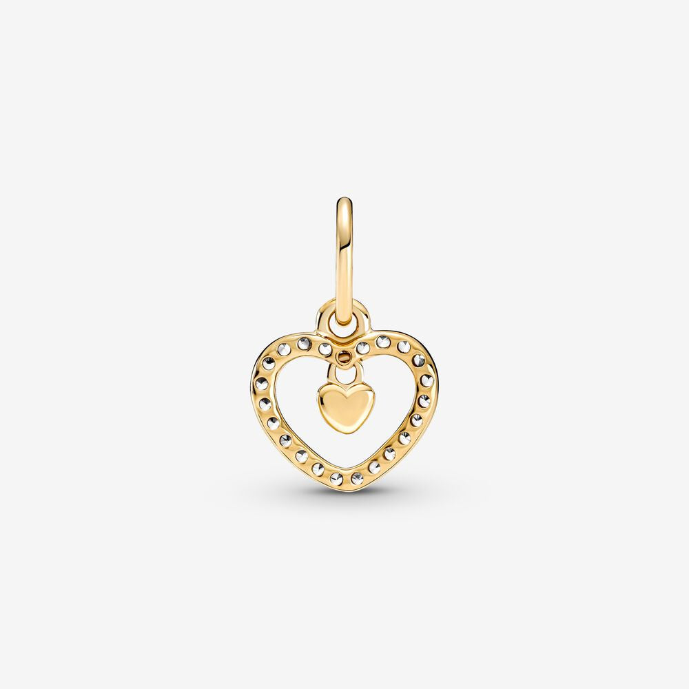 【Moments】Sparkling Double Heart Dangle Charm gold penant 759142C01 gold 2021 new