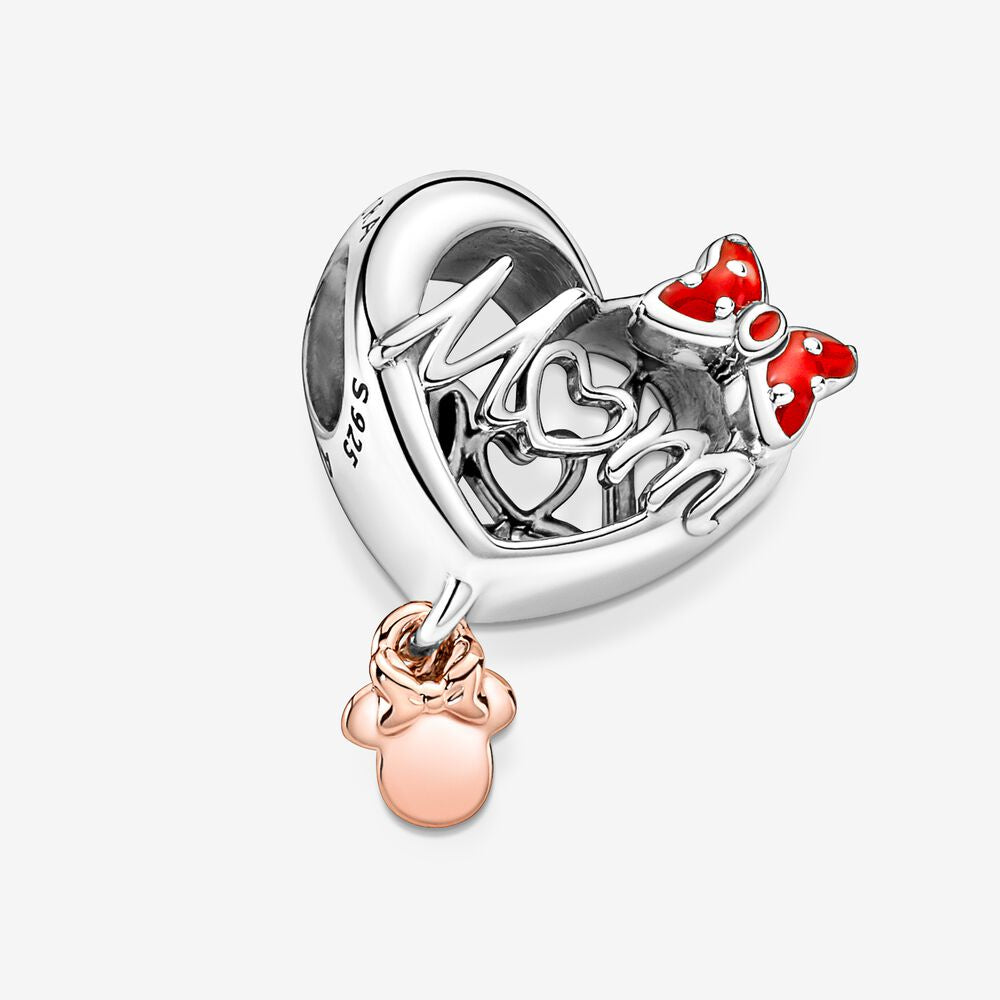 【Moments】Pan Minni Mouse Mum Heart Charm 781142C01 925 Red bow Silver Mother's Day pendant