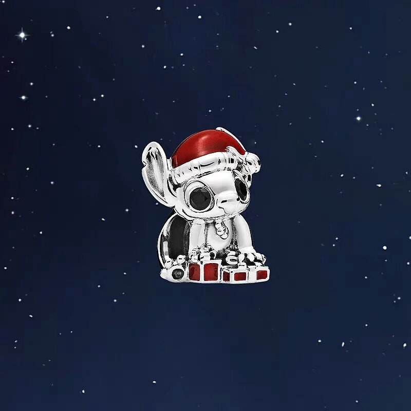 【Moments】Disney Stitch Christmas Charm 925 Silver for women red 798452C01 Christmas new style for pan