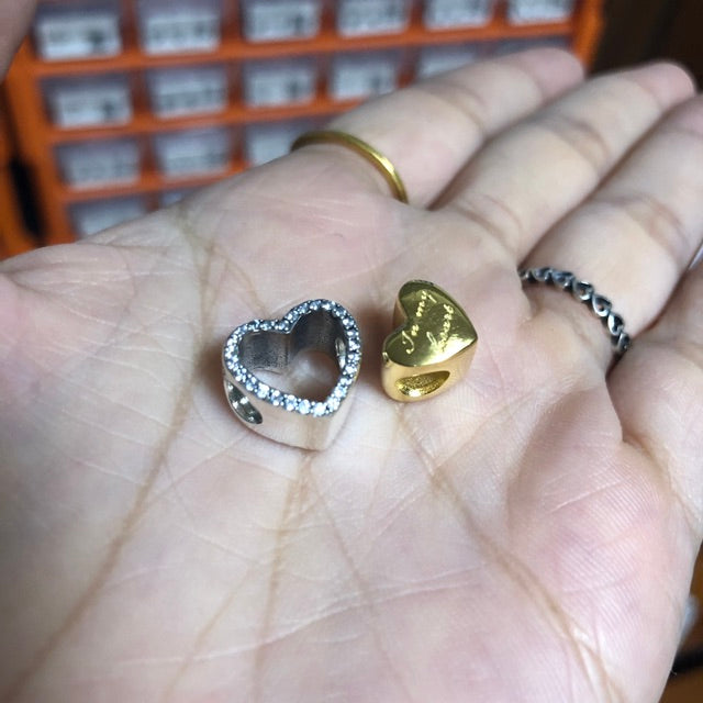 【Moments】 PanShine In My Heart Charm 925 silver 2 in 1 set charm gold for pan 767606CZ