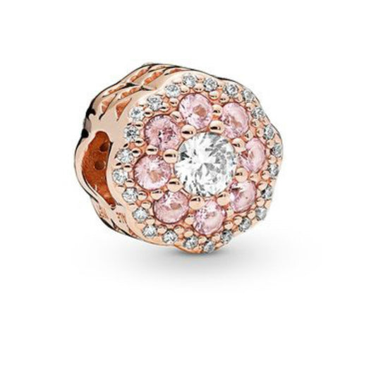 【Moments】Rose Pink Sparkle Flower Charm pink for pan 787851NPM rose gold