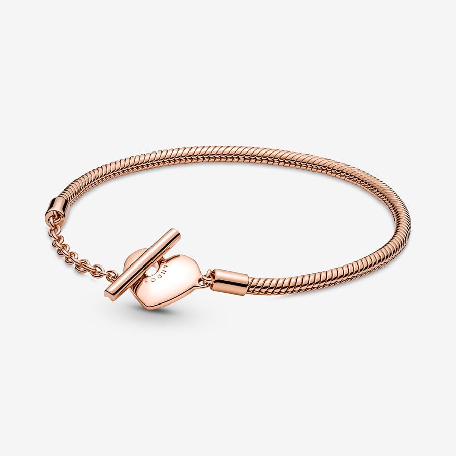 【Moments】PAN Moments Heart T-Bar Snake Chain Bracelet 925 silver 599285C00 569285C00 589285C00