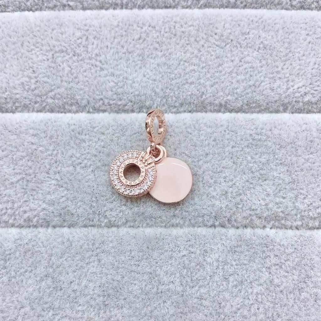 【Moments】Pan Rose Signature Sparkling Pave O Dangle Charm 789055C01 rose gold bracelet charm pendant