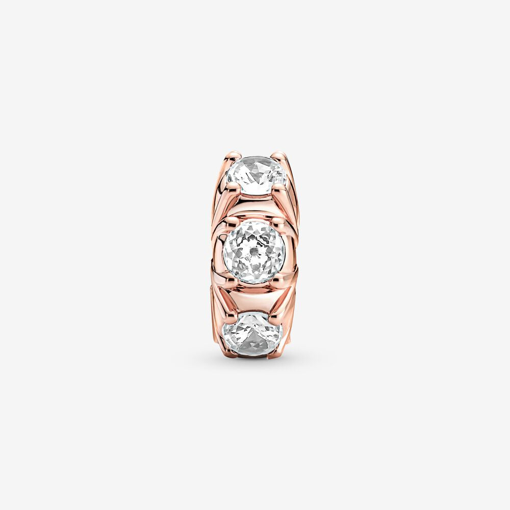 【Moments】Pan Long Pronged Sparkling Clip Charm 925Silver rose gold silver zircon 790046C01 780046C01