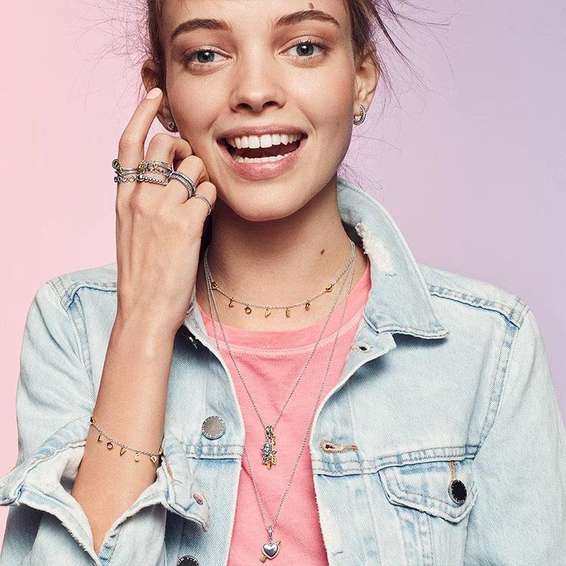 【Moments】Loved Script Charm 925silver gold lette love pendant 767831