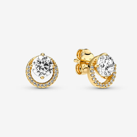 Pan Sparkling Round Halo Stud Earrings 261248C01 Gold for women classic Diamond Earring