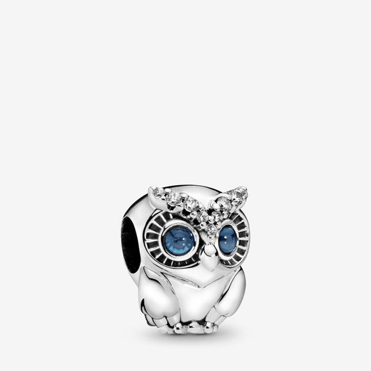 【Moments】Sparkling Owl Charm Knowledge animal 925 Silver Blue 798397NBCB