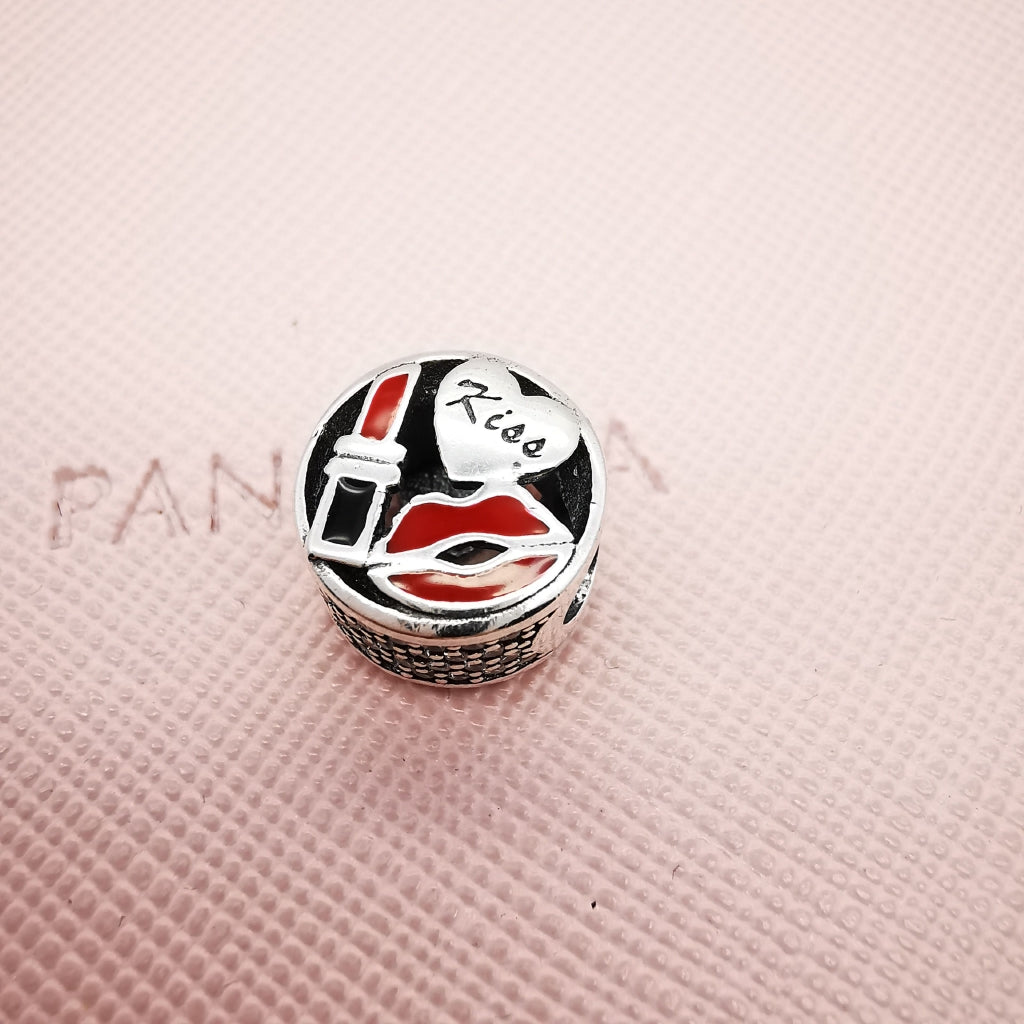 【Moments】Pan Kiss Charm 925 Silver for women red lip Lipstick diamond 796324ENMX