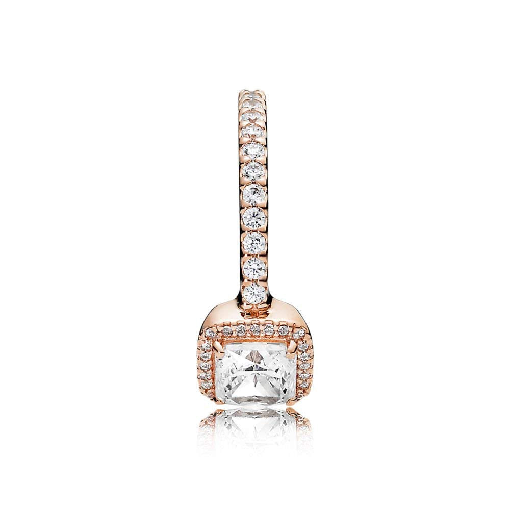 Pan Square Sparkle Halo Ring Rose gold Ring 925 silver gold Classic style 190947CZ 180947CZ 150188CZ