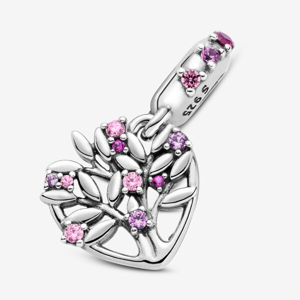 【Moments】PAN People Pink Heart Family Tree Dangle pendant charm 799153C01 Sterling Silver