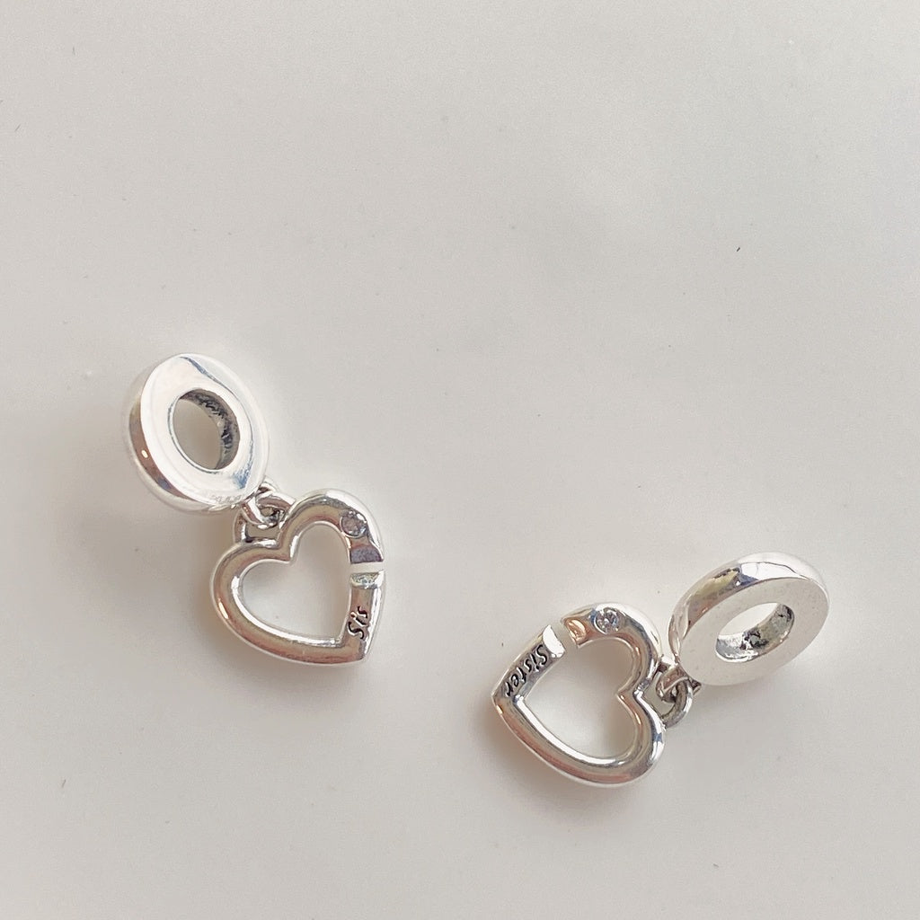 【Moments】PAN Linked Sister Hearts Split Dangle Charm 925 Silver Best friend 799538C01 2in1 pendant